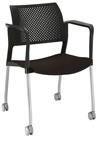[OHV-313 NEGRO] SILLA KYOS ESTRUCTURA GRIS CON BRAZOS Y RODAJAS, PLASTICOS EXPUESTOS 313