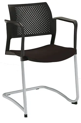 [OHT-320 NEGRO] SILLA KYOS TRINEO GRIS CON BRAZOS, PLASTICOS EXPUESTOS