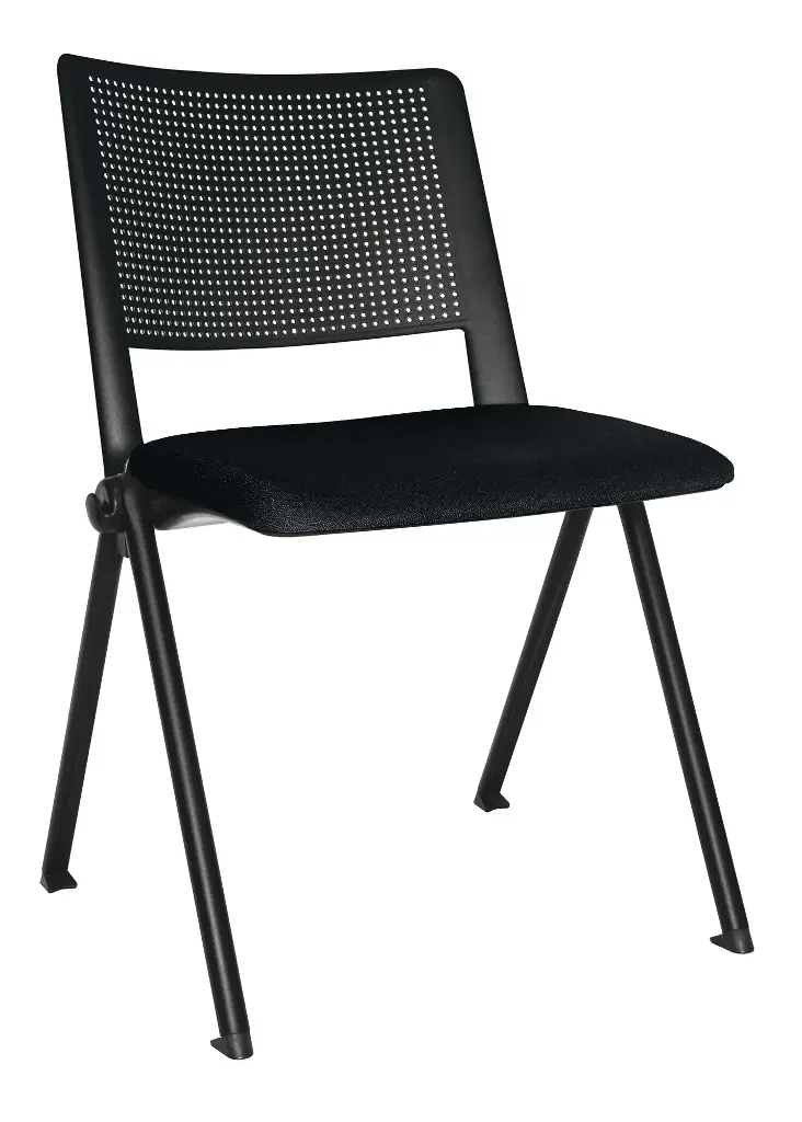[OHV-87 NEGRO] SILLA REVOLUTION ASIENTO TAPIZADO ESTRUCTURA GRIS POLIPROPILENO EXPUESTO (NEGRO)