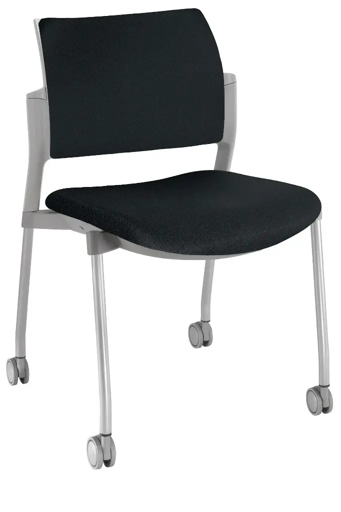 [OHV-330 NEGRO] SILLA KYOS  ESTRUCTURA GRIS, CON RODAJAS,  ASIENTO Y RESPALDO TAPIZADO (NEGRO)