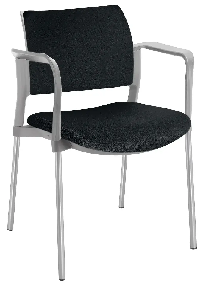SILLA KYOS CON ESTRUCTURA GRIS BRAZOS ASIENTO Y RESPALDO TAPIZADO