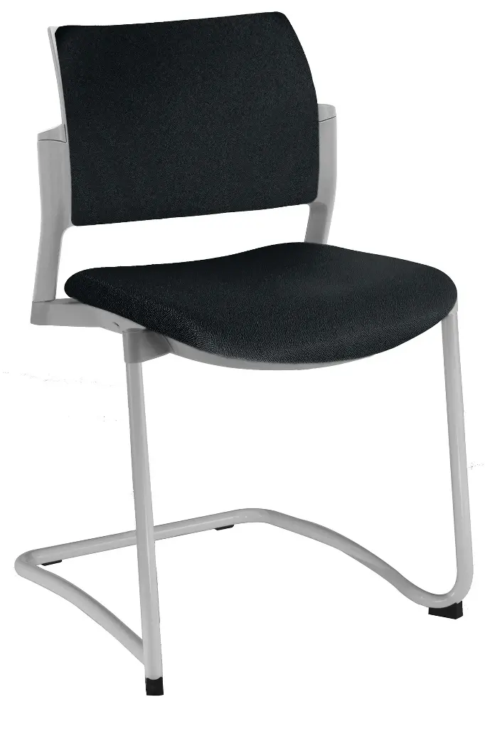 [OHV-337 NEGRO] SILLA KYOS TRINEO GRIS, ASIENTO Y RESPALDO TAPIZADO (NEGRO)