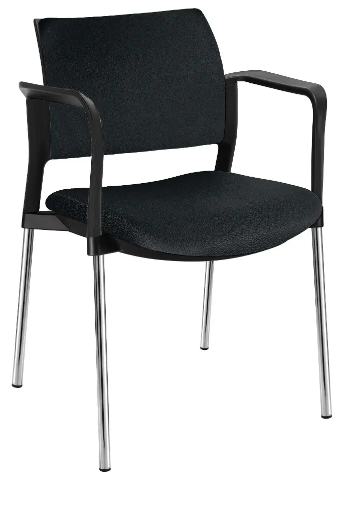SILLA KYOS ESTRUCTURA CROMADA, CON BRAZOS, ASIENTO Y RESPALDO TAPIZADO 