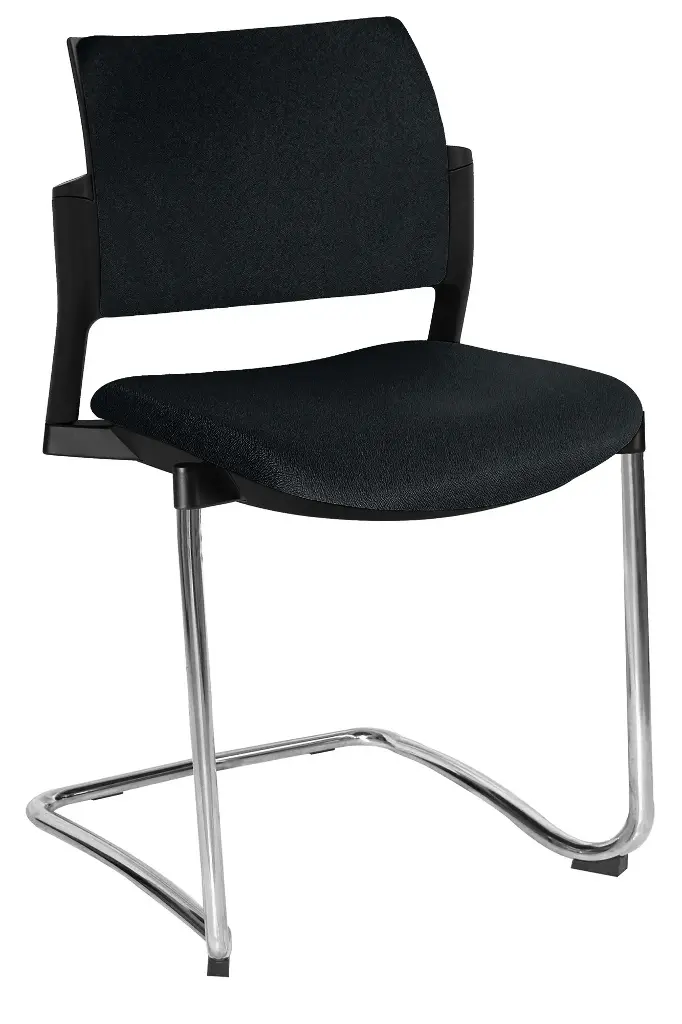 SILLA KYOS TRINEO CROMADO, ASIENTO Y RESPALDO TAPIZADO