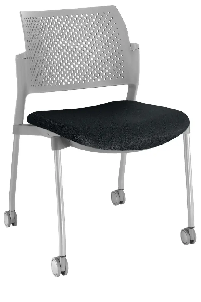 [OHV-348 NEGRO] SILLA KYOS ESTRUCTURA GRIS, RESPALDO GRIS ASIENTO TAPIZADO  (NEGRO)