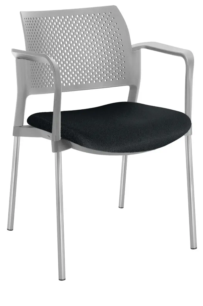 [OHV-349 NEGRO] SILLA KYOS ESTRUCTURA GRIS, CON BRAZOS RESPALDO GRIS ASIENTO TAPIZADO  (NEGRO)