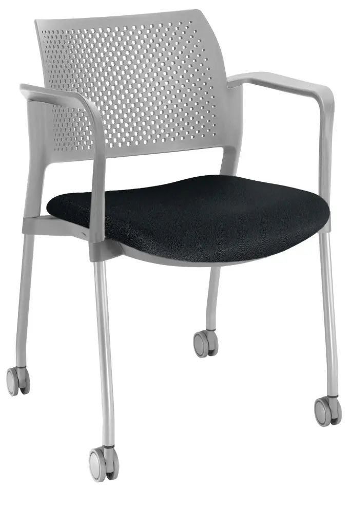 [OHV-350 NEGRO] SILLA KYOS ESTRUCTURA GRIS CON BRAZOS RESPALDO GRIS ASIENTO TAPIZADO 350 (NEGRO)
