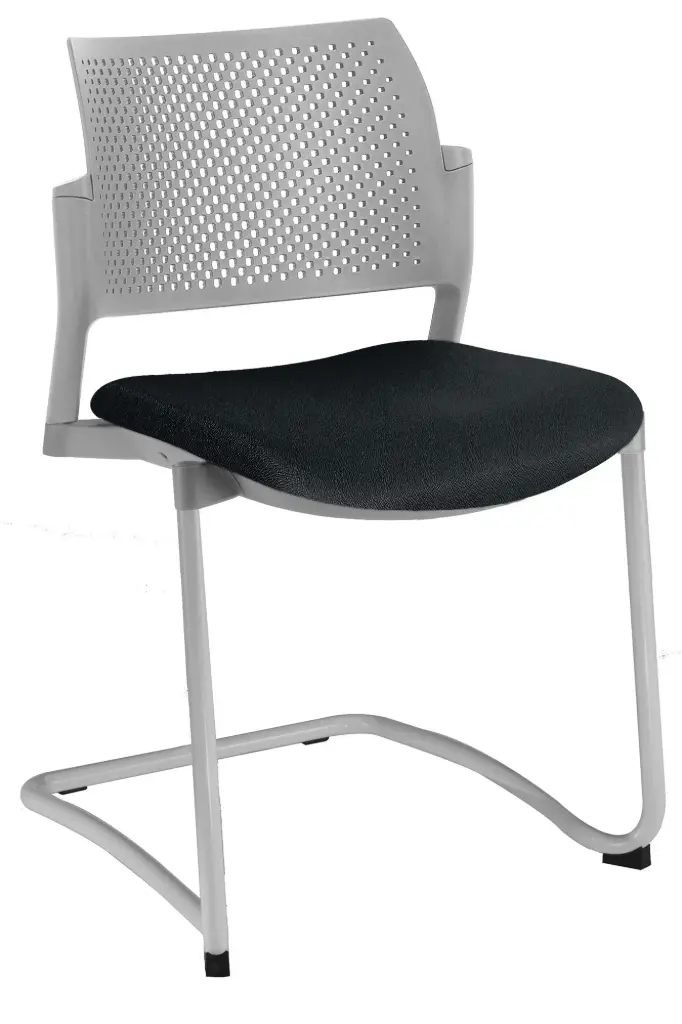 SILLA KYOS TRINEO GRIS, RESPALDO GRIS ASIENTO TAPIZADO 