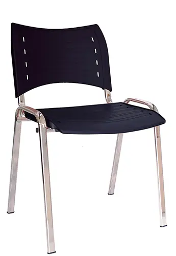 [OHV-2700 NE CR] SILLA INNOVA POLIPROPILENO EXPUESTO BASE CROMADA (NEGRO)