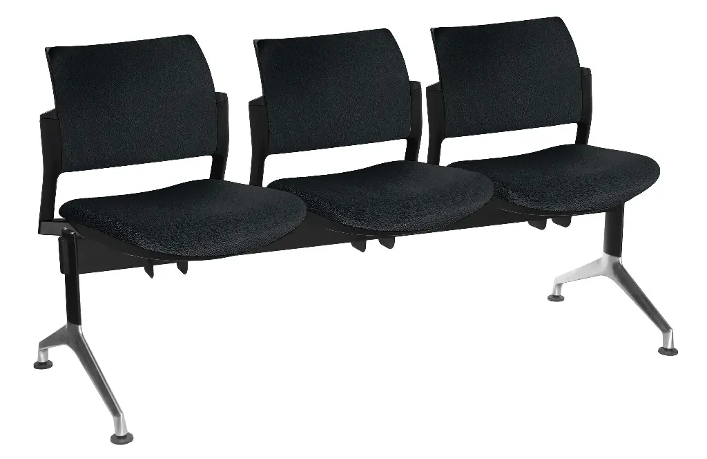 [OHR-329-3P NEGRO] BANCA KYOS 3 PLAZAS, PLASTICOS EXPUESTOS TAPIZADA (NEGRO)