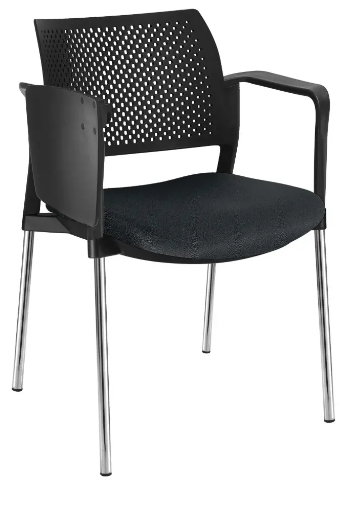 PUPITRE KYOS CON BRAZOS ASIENTO TAPIZADO RESPALDO EXPUESTO CROMADA