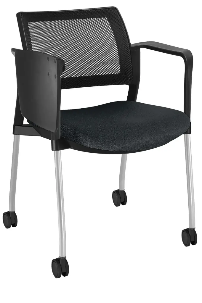[OHP-378 NEGRO] PUPITRE KYOS GIRATORIO CON BRAZOS ASIENTO TAPIZADO RESPALDO MALLA EN GRIS (NEGRO)