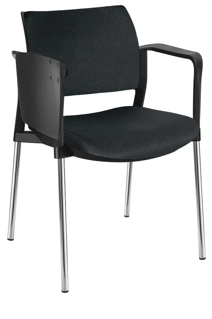 PUPITRE KYOS CON BRAZOS ASIENTO Y RESPALDO TAPIZADO ESTRUCTURA CROMADA