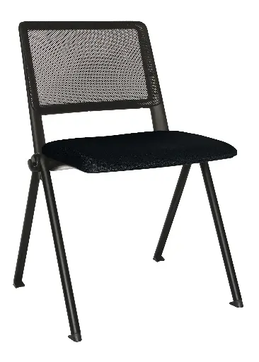 [OHV-85] SILLA VISITANTE REVOLUTION ESTRUCTURA NEGRA ASIENTO TAPIZADO RESPALDO MALLA NEGRA POLIPROPILENO EXPUERTO