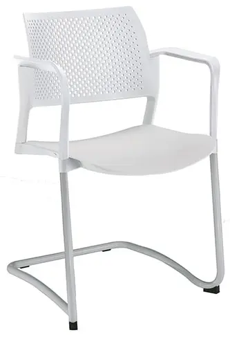 SILLA KYOS TRINEO GRIS CON BRAZOS, PLASTICOS EXPUESTOS