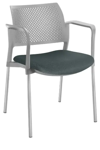 SILLA KYOS ESTRUCTURA GRIS, CON BRAZOS RESPALDO GRIS ASIENTO TAPIZADO 349