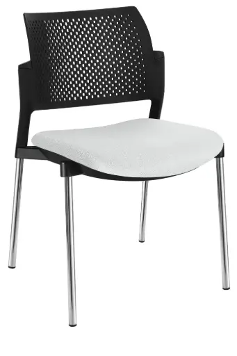 SILLA KYOS ESTRUCTURA CROMADA, RESPALDO NEGRO ASIENTO TAPIZADO 351