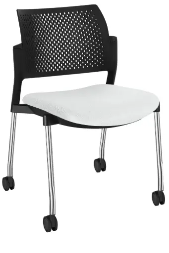SILLA KYOS ESTRUCTURA CROMADA, RESPALDO NEGRO ASIENTO TAPIZADO 352
