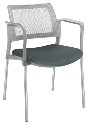 [OHV-367] SILLA KYOS ESTRUCTURA GRIS, CON BRAZOS RESPALDO MALLA GRIS ASIENTO TAPIZADO 367
