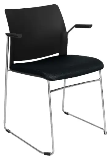 SILLA ALPHA VISITANTE CON BRAZOS RESPALDO POLIPROPILENO Y ASIENTO TAPIZADO