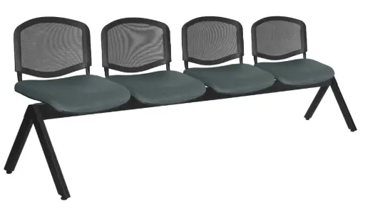 [OHR-2400-4P] BANCA ELLITICO NET 4 PLAZAS ASIENTO TAPIZADO  RESPALDO MALLA