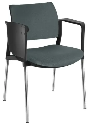 PUPITRE KYOS CON BRAZOS ASIENTO Y RESPALDO TAPIZADO ESTRUCTURA CROMADA