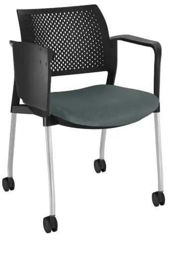 PUPITRE KYOS GIRATORIO CON BRAZOS ASIENTO TAPIZADO  RESPALDO EXPUETO