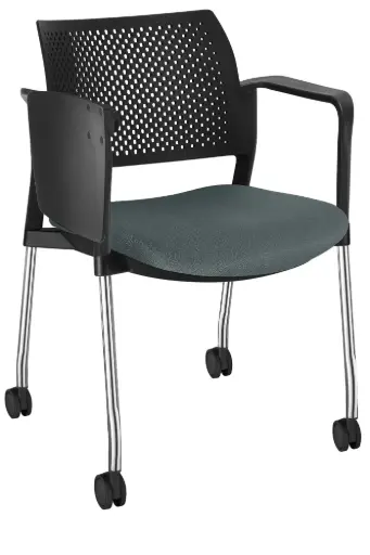PUPITRE KIOS GIRATORIO CON BRAZOS ASIENTO TAPIZADO RESPALDO EXPUESTO