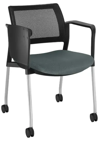 PUPITRE KYOS GIRATORIO CON BRAZOS ASIENTO TAPIZADO RESPALDO MALLA EN GRIS